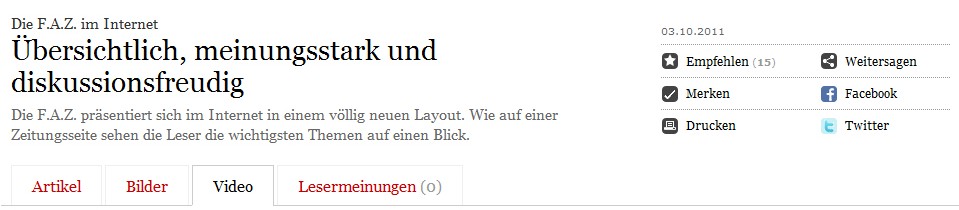 Neue Navigationsstruktur bei FAZ.NET