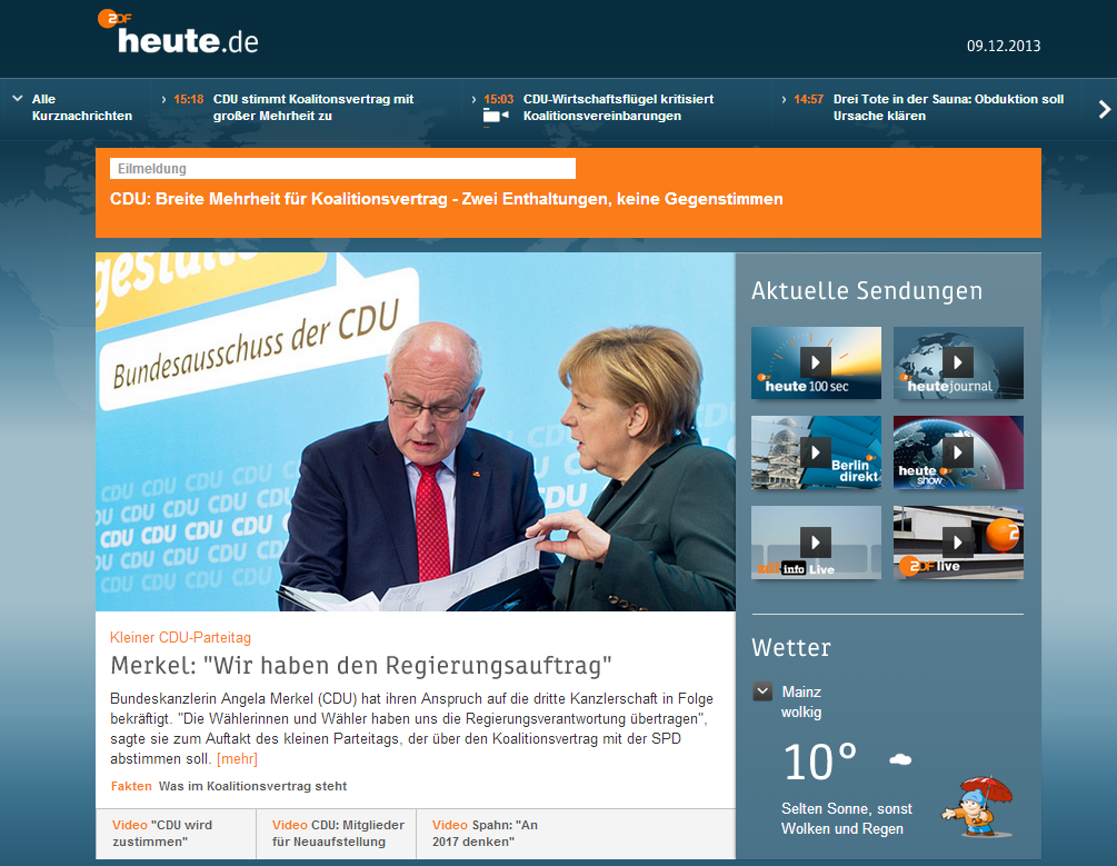 Erste Display-Ansicht heute.de